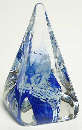 Caithness Paperweight Pyramid Twists-Blue - Boxed