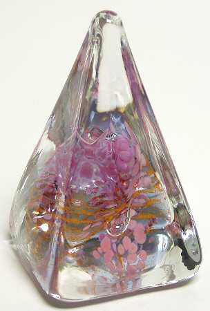 Caithness Paperweight Pyramid Twists-Pink - Boxed