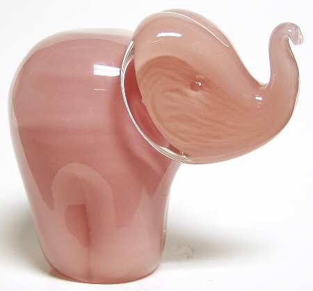 Caithness Paperweight Elephant Pink-Large - Boxed