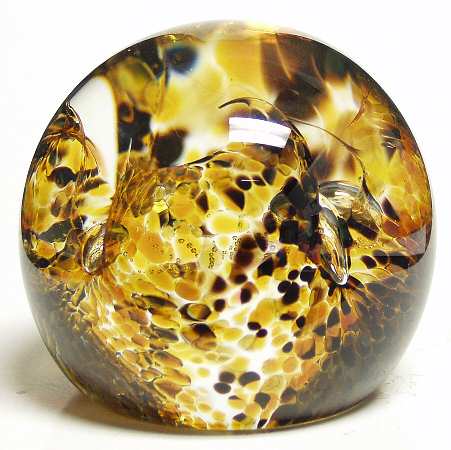 Caithness Paperweight Swirly Whirly-Gold - Box