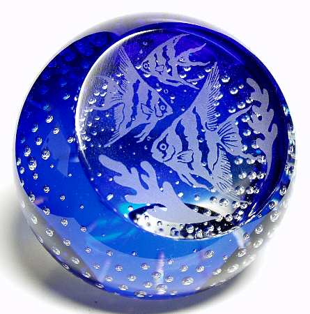 Caithness Paperweight Angel Fish-Blue - Boxed