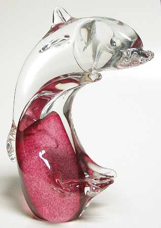 Caithness Paperweight Dolphin On Red Base-Large - With Box Bx641