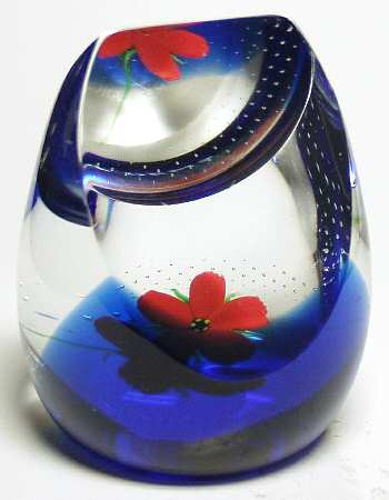 Caithness Paperweight Floral Gems Sapphire - Boxed