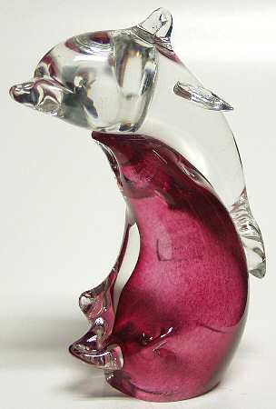 Caithness Paperweight Dolphin On Red Base-Medium - With Box Bx643