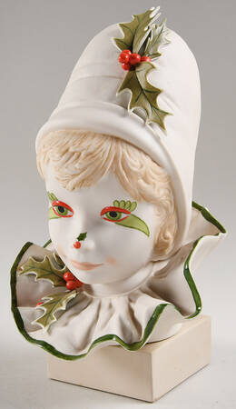 Cybis Figurines Funny Face With Holly Bust - No Box