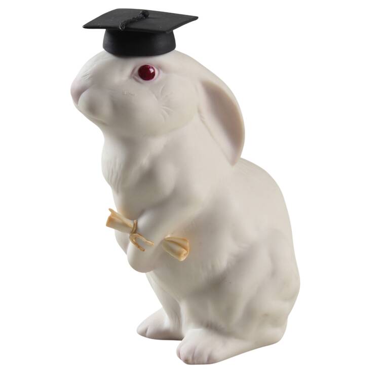 Cybis Figurines Bunny Grad-Black Cap - No Box