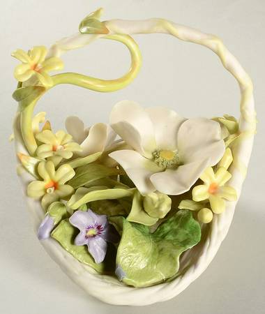 Floral Studies Constancy-Cherokee Roses Basket W/ Viole - No Box
