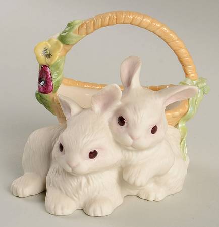 Cybis Figurines A Tisket-A-Tasket-Two Bunnies - No Box