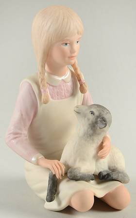 Cybis Figurines Girl Sitting With Lamb - No Box