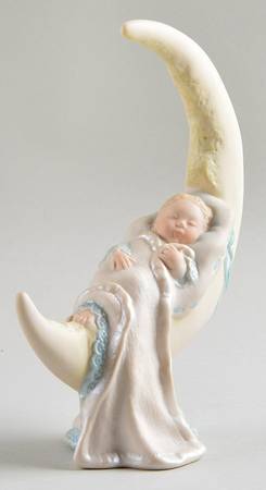 Cybis Figurines Lullaby Blue-Baby Asleep On Moon - No Box