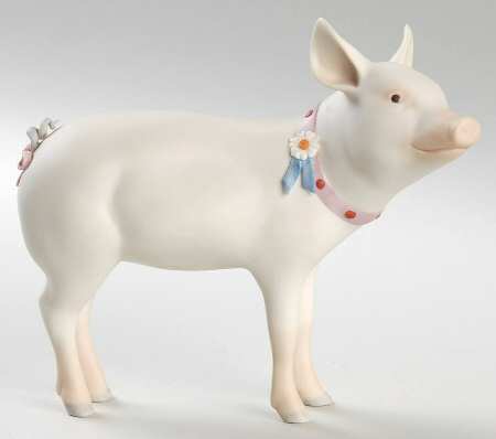 Cybis Figurines Percy-The Blue Ribbon Pig - No Box