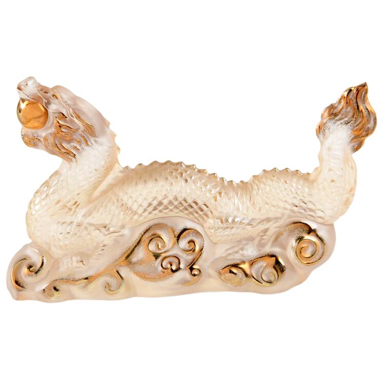 Lalique Figurines & Paperweights Tianlong Dragon - Clear/Gold - Boxed