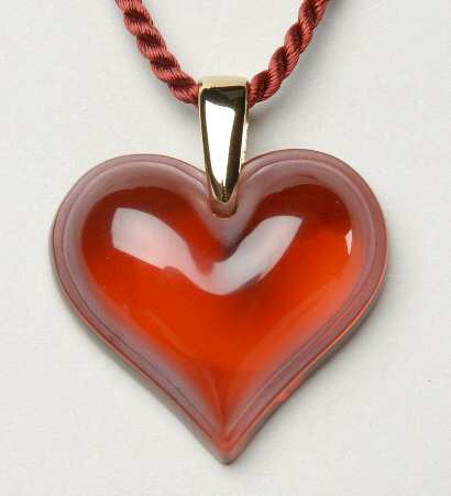 Lalique Jewelry Heart Pendant Red - Large - With Box
