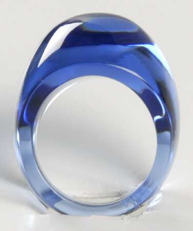 Lalique Jewelry Cabochon Ring Sapphire - 6 1/2 - Boxed