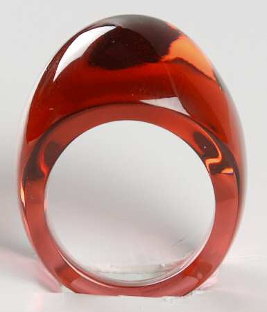 Lalique Jewelry Cabochon Ring Red - 6 1/2 - Boxed