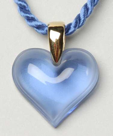 Lalique Jewelry Heart Pendant Blue Gold-Small - Boxed
