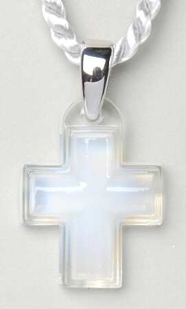 Lalique Jewelry Cross Pendant Opalescent Silver-Small - Boxed