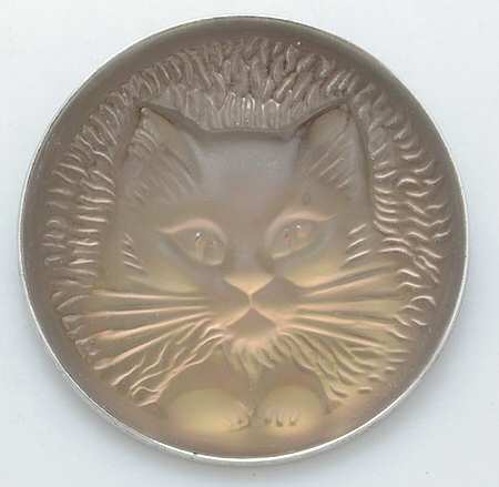 Lalique Jewelry Cat-Brooch-Coral - Boxed