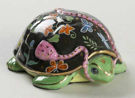 Lynn Chase Figurines & Giftware Turtle-Black & Green - Boxed