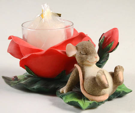Charming Tails Rose Votive Holder - Boxed