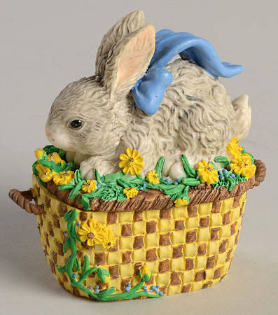 Charming Tails Rabbit On Basket Trinket Box - Boxed