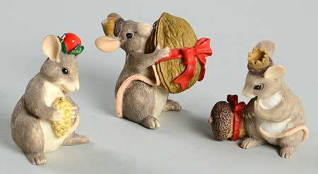 Squashville Christmas Pageant Three Wise Mice - Set Of 3 - Boxed