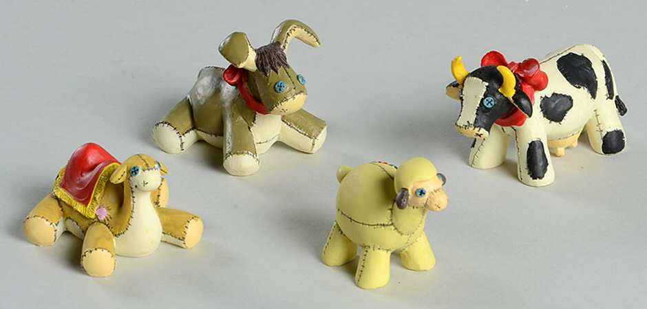 Squashville Christmas Pageant Manager Animals - Set Of 4 - Boxed