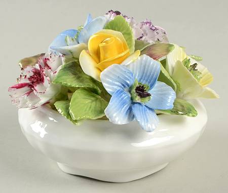 Coalport Florals Mixed Flowers-Round White Pot - Boxed