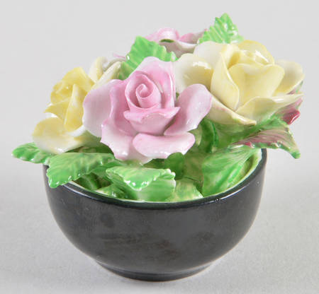Coalport Florals Flower Pot-Black - No Box