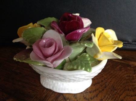 Coalport Florals Pink, Yellow Roses-Basket - No Box