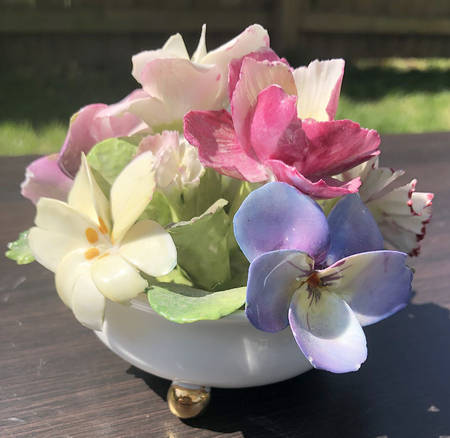 Crown Staffordshire Florals Flower Pot-Gold Toes - No Box