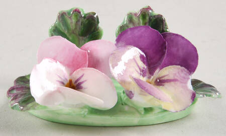 Crown Staffordshire Florals Place Card Holder-2 Lg Pansies - No Box