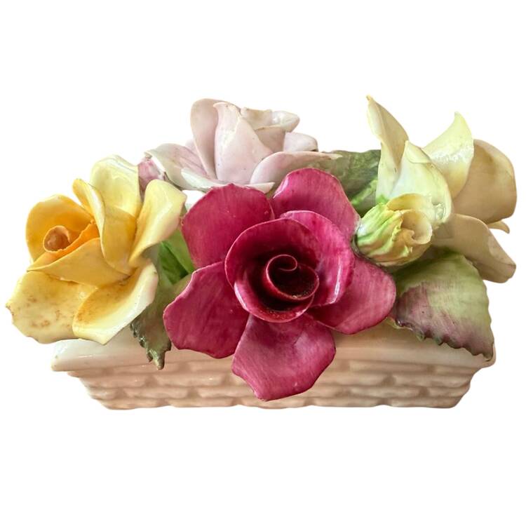 Crown Staffordshire Florals Roses In Flower Pot - With Box