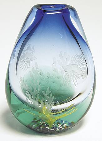 Caithness Giftware Coral Lion Fish Small Vase - Boxed