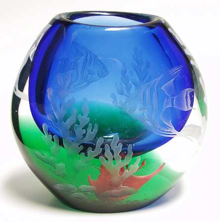 Caithness Giftware Coral Angel Fish Small Vase - Boxed