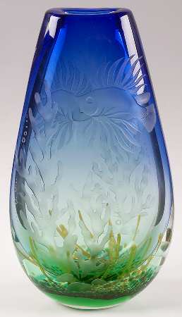 Caithness Giftware Coral Lion Fish Large Vase - Boxed