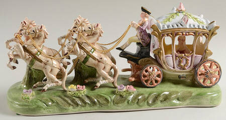 Capodimonte Giftware Horse And Carriage - No Box