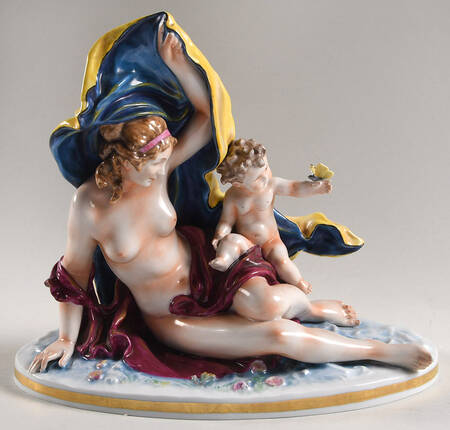 Capodimonte Giftware Nude Woman W/Baby Holding Butterfly - No Box