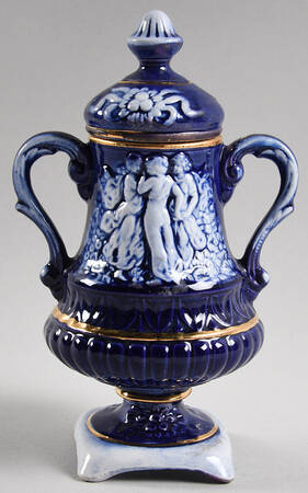 Capodimonte Giftware Small Cobalt Women Urn & Lid - No Box 238
