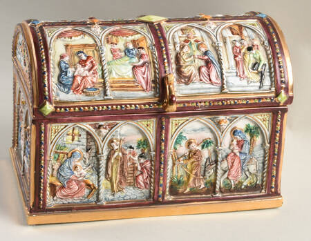 Capodimonte Giftware Casket Box With Bibilical Scenes - No Box