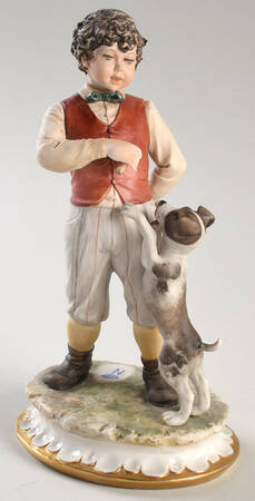Capodimonte Giftware Boy And Dog-Sandro Maggicani - No Box