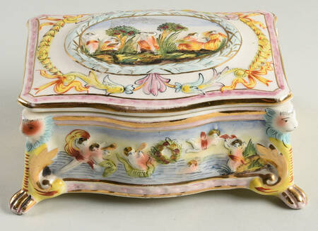 Capodimonte Giftware Footed Box-Women And Mermaids - No Box