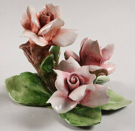 Capodimonte Giftware Three Pink Roses - No Box