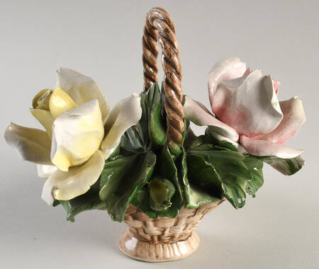 Capodimonte Giftware Roses In Basket - No Box