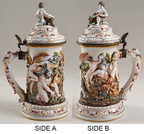 Capodimonte Giftware 3d Stein With Lid - Boy With Cornucopia - No Box