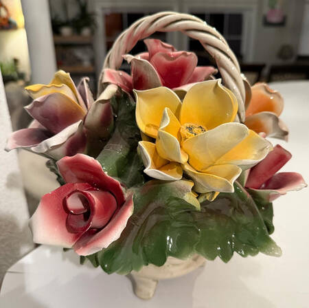 Capodimonte Giftware Large Footed Flower Basket - No Box