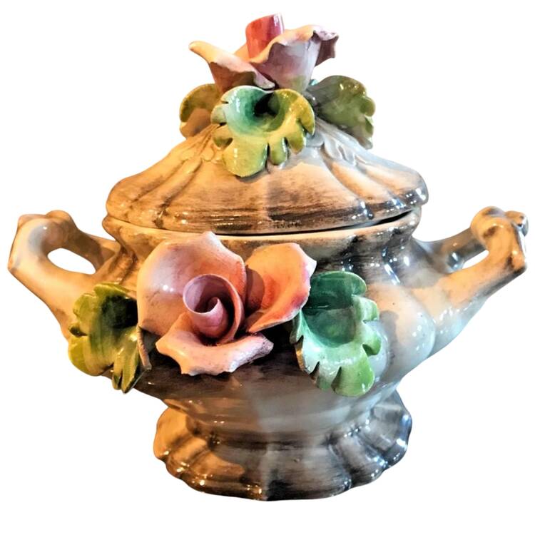 Capodimonte Giftware Pink Floral Tureen - No Box