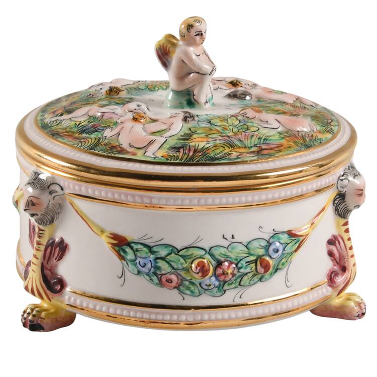 Capodimonte Giftware Cherubs, Floral Swags Box - No Box