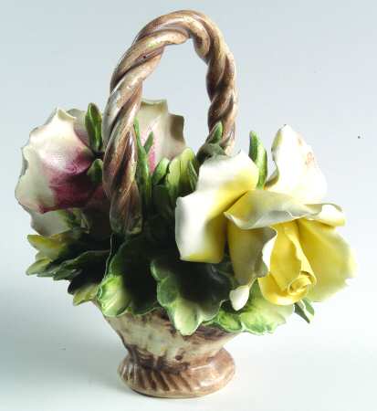 Capodimonte Giftware Basket Of Roses - No Box