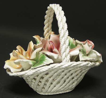 Capodimonte Giftware Basket Of Flowers - No Box